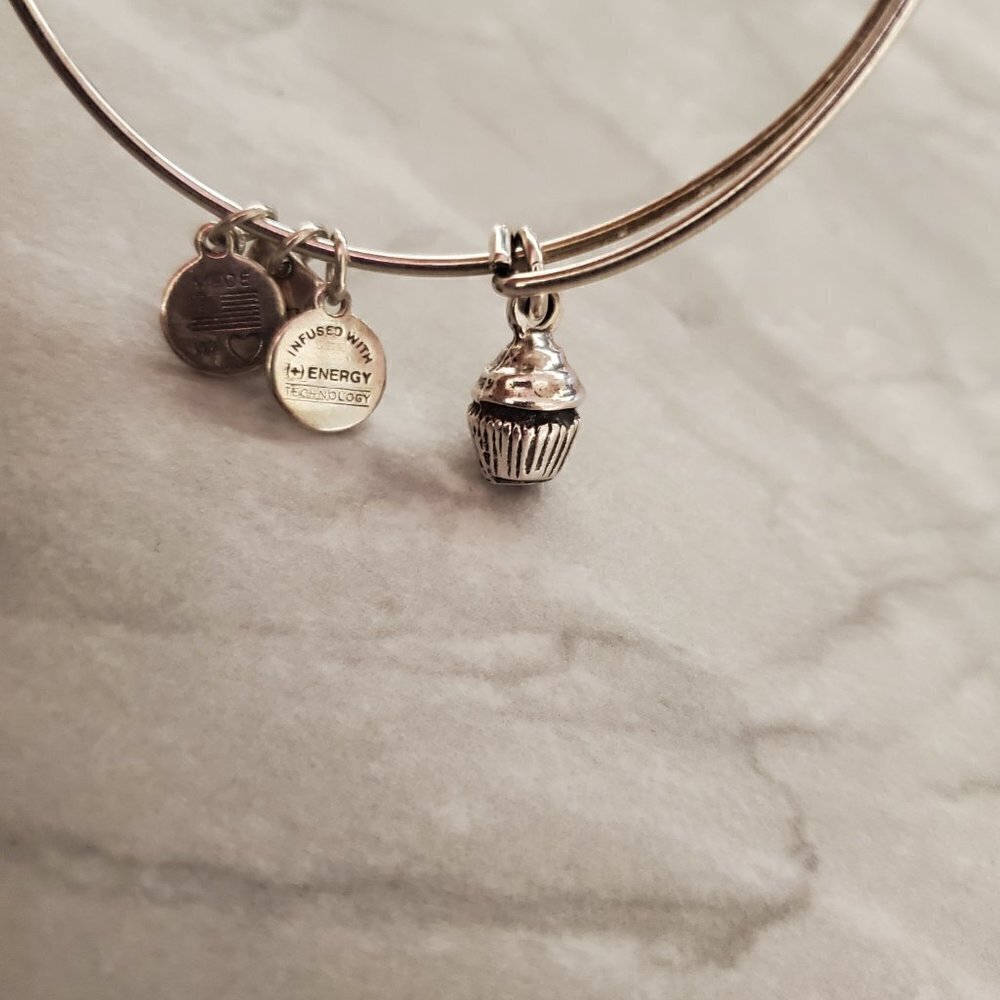 🧁 Alex and Ani Silver Cupcake Expandable Charm Bracelet 🧁 - Picture 2 of 4